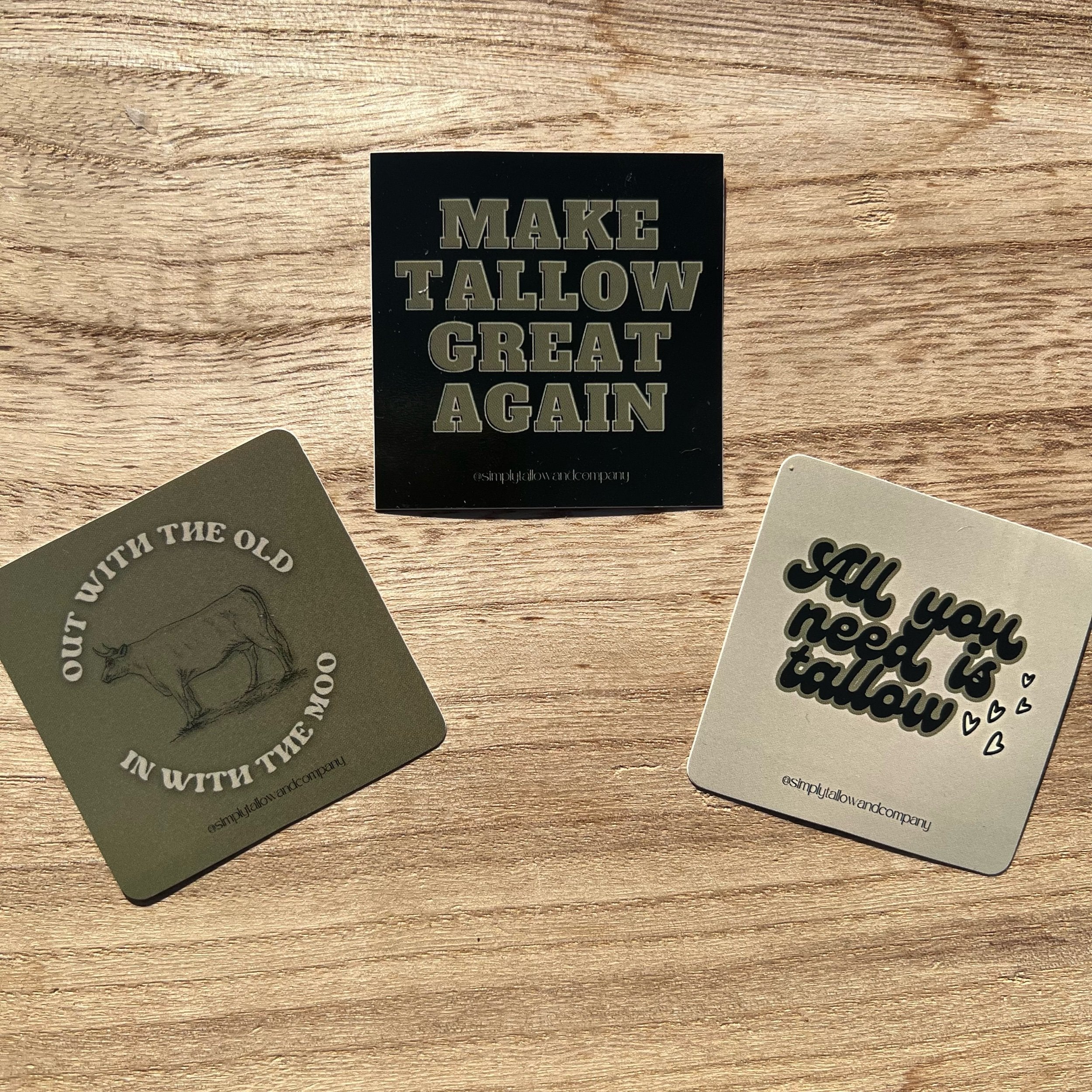 All natural beef tallow stickers